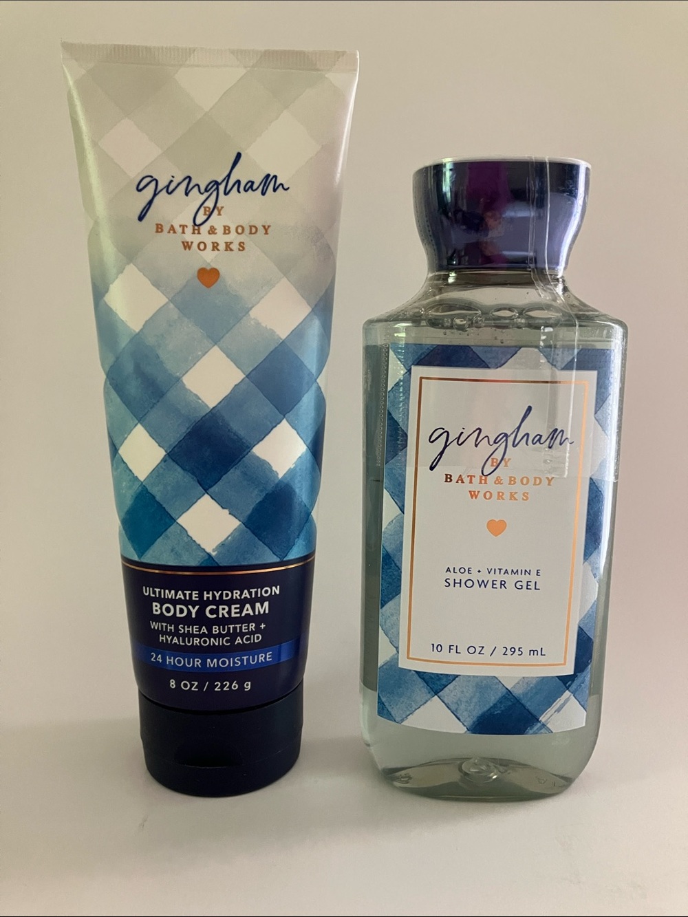 NWT ! Gingham Body Cream & Shower Gel 2 Pc Set Full Size